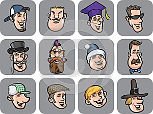 Diverse men faces vector illustration