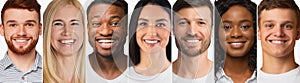 Diverse Millennials Females And Males Portraits Over White Background. Collage photo