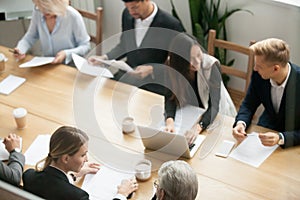 Diverse multiracial business people preparing for group meeting