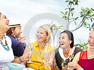 Diverse Neighbors Drinking Party Rooftop Concept