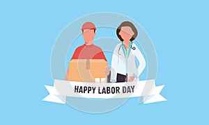 Diverse occupation celebrating labor day illustration