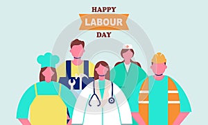 Diverse occupation celebrating labor day illustration