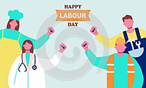 Diverse occupation celebrating labor day illustration