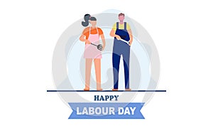 Diverse occupation celebrating labor day illustration