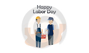 Diverse occupation celebrating labor day illustration