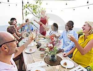 Diverse People Cheers Celebration Food Concept