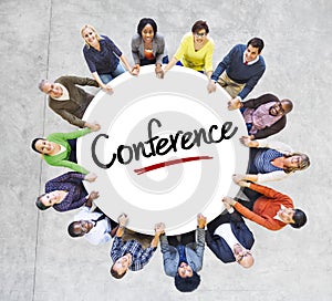 Diverse People in a Circle with Conference Concept