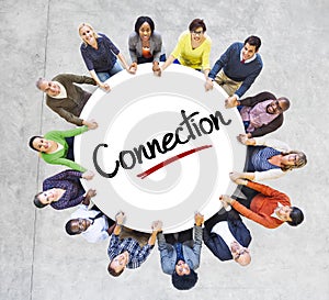 Diverse People in a Circle with Connection Concept