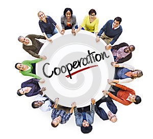 Diverse People in a Circle with Cooperation Concept