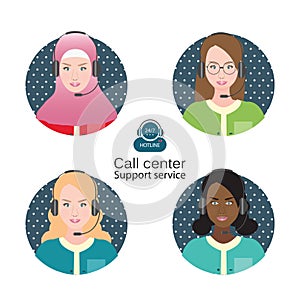 Diverse people of Female customer support operator.