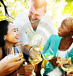 Diverse People Friends Hanging Out Drinking Concept