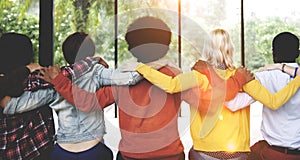 Diverse People Friendship Togetherness Connection Rear Concept photo