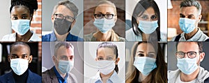 Diverse People Group Wearing Face Mask