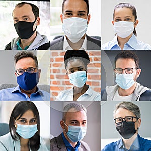 Diverse People Group Wearing Face Mask