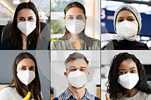 Diverse People Group Wearing FFP2 Face Mask