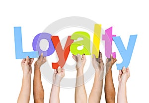 Diverse People Holding Word Loyalty