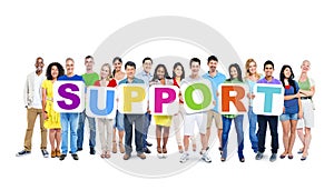 Diverse People Holding Word Support