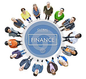 Diverse People Looking Up and Global Finance Concept