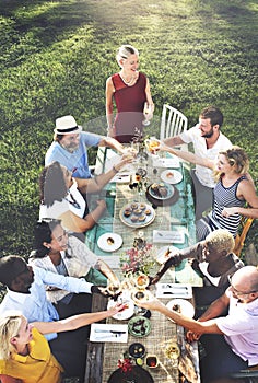 Diverse People Luncheon Outdoors Food Concept