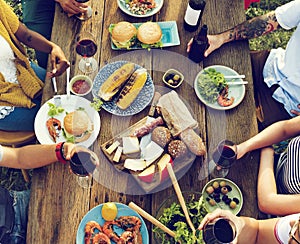 Diverse People Luncheon Outdoors Food Concept