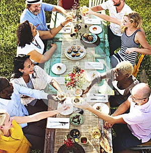 Diverse People Luncheon Outdoors Food Concept