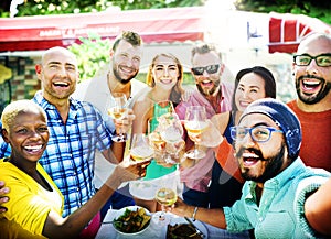 Diverse People Luncheon Outdoors Food Concept