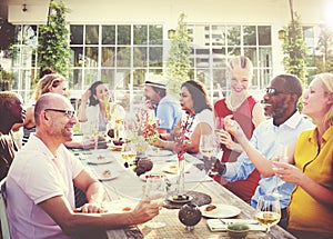 Diverse People Luncheon Outdoors Hanging out Concept