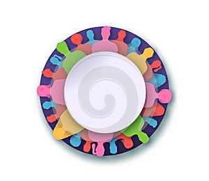 Diverse people social papercut circle isolated