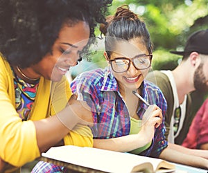 Diverse People Studying Students Campus Concept