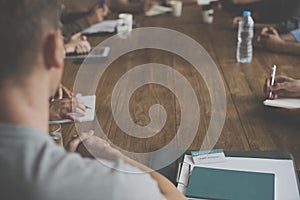 Diverse people teamwork on meeting table Concept