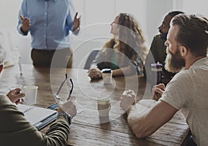 Diverse people teamwork on meeting table Concept