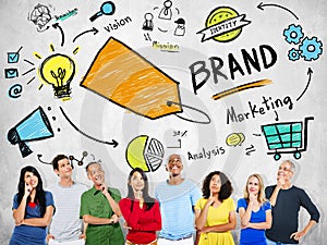 Diverse People Thinking Planning Marketing Brand Concept