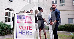 Diverse People At Voting Booth