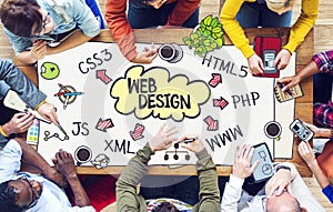 Diverse People Working and Web Design Concept