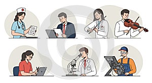 Diverse Professions: AI-Generated Illustrations