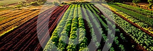 diverse range of crops planted in rows, showcasing the variety that farmers cultivate during the spring season