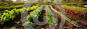 diverse range of crops planted in rows, showcasing the variety that farmers cultivate during the spring season