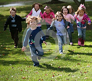 Diverse running kids