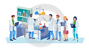 Diverse Scientific Team Collaborating in a Lab, vector design Generative AI