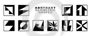 A diverse set of abstract geometric shapes combining organic and angular elements. Great for creating unique design patterns,