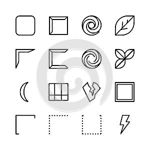 Assorted Outline Abstract Shapes and Symbols Vector Set