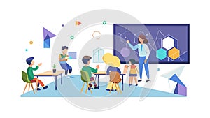 Diverse Students Learning in Classroom, vector design Generative AI