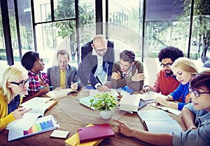 Diverse Students Studying Brainstorming Discussion Concept