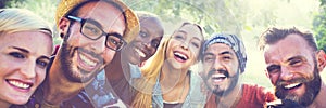 Diverse Summer Friends Fun Bonding Selfie Concept