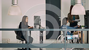 Diverse team of cloud programers working on app developing