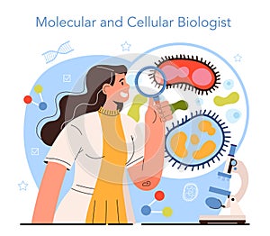 Diverse women in science concept. Female character works with composition