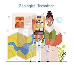 Diverse women in science. Female geological technician support scientists