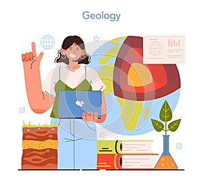 Diverse women in science. Female geologist study structure, evolution