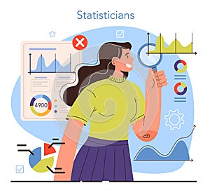 Diverse women in science. Female statistician working with data analyzing