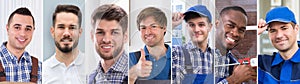 Diverse Workman Engineer Worker Collage Portrait